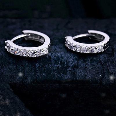 Серьги с одним рядом бриллиантов Flash Серьги-джокеры из Кореи Серьги Серьги Европейские и американские серебряные украшения Серьги