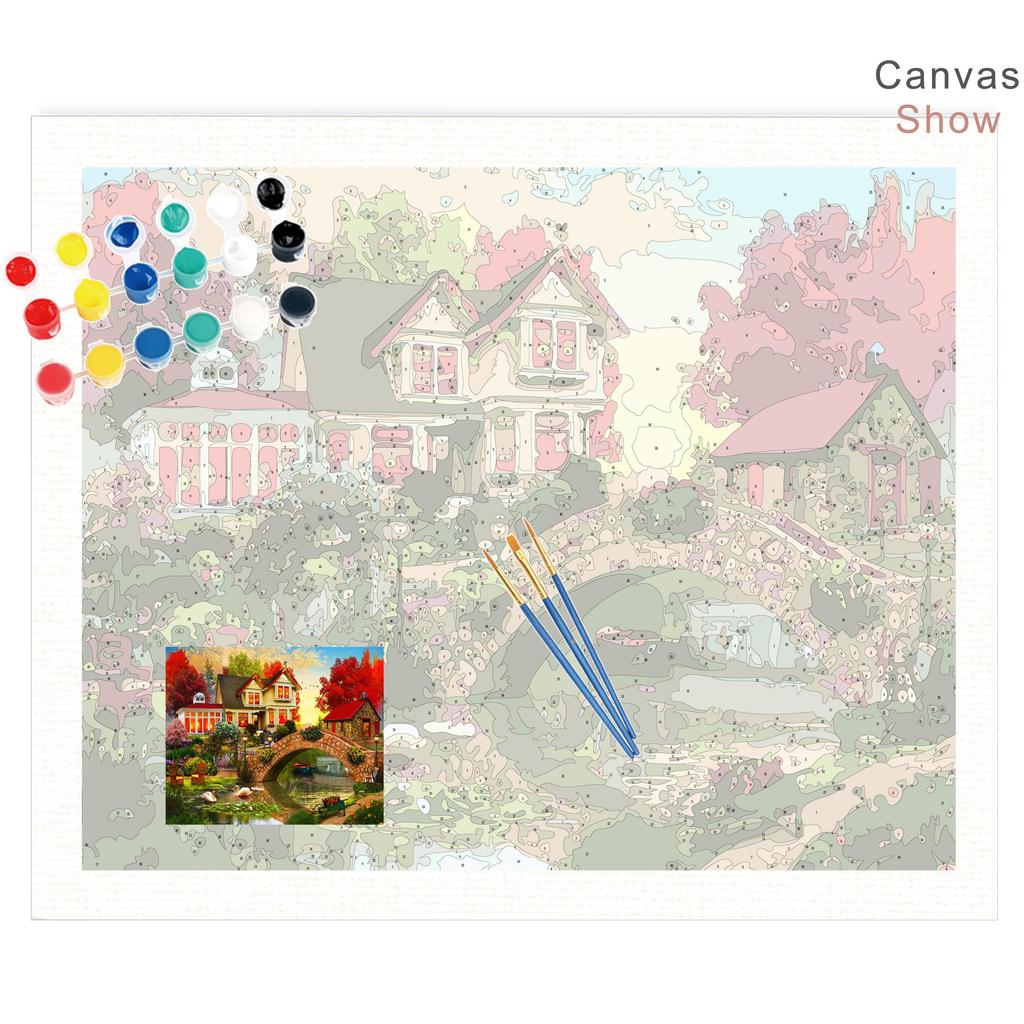 RUOPOTY Картина по номерам Дом Пейзаж Ручная роспись Уникальный подарок Раскраска по номерам Здание Для гостиной