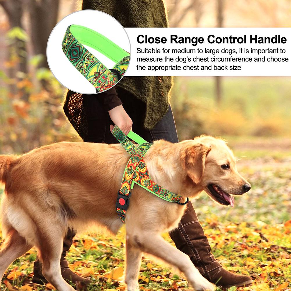 Нейлоновая шлейка для собак без натяжения, модная шлейка с принтом, жилет с ручкой для средних и больших собак, питбуля, лабрадора, бульдога