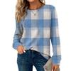 Женский повседневный топ свободного кроя с круглым вырезом и длинными рукавами в клетку