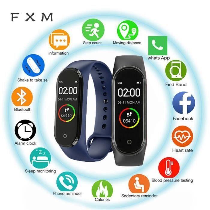 Le noir Montre Connectee M4 Pour Hommes et Femmes, Bracelet de Sport, Moniteur de Fréquence Cardiaque et de p