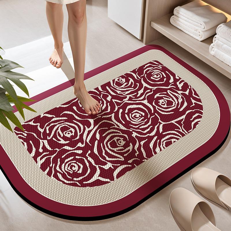 Toilet floor mat non-slip bathroom door mat absorbent foot mat toilet quick-drying diatom mud carpet at the door of the toilet