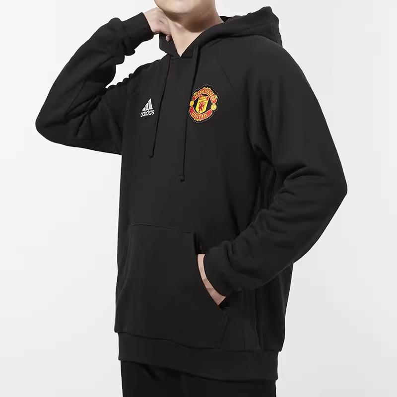 Adidas Мужская футбольная толстовка с вышитым логотипом Manchester United, черная GR3909