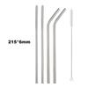 Reusable Metal Drinking Straws 304 Stainless Steel Sturdy Bent Straight Drinking Straw with Cleaning Brush Bar Party Accessory