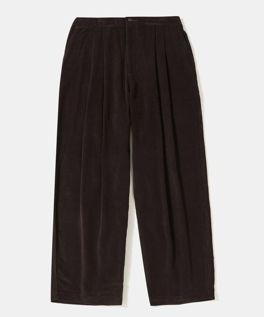 COLUMBIA UNIVERSITY Trajan Label Pintuck Wide-Fit Corduroy Pants_Brown