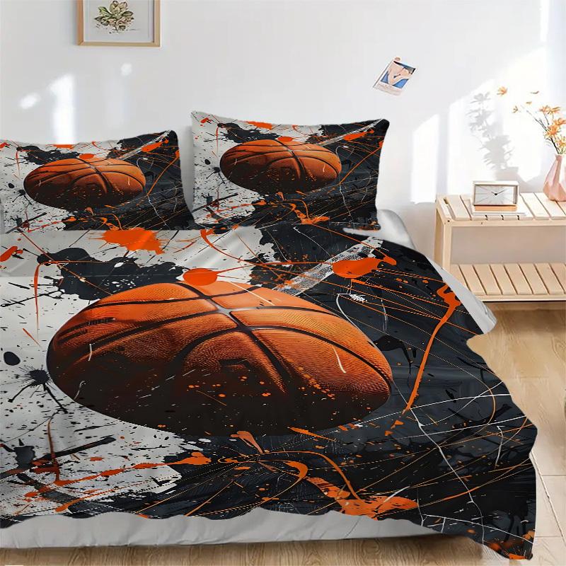 3pcs Basketball Art Bedding Set, Includes 1 Comforter + 2 Pillowcases, Without Pillow Inserts, Soft Comfortable, Lightweight Breathable, Pri