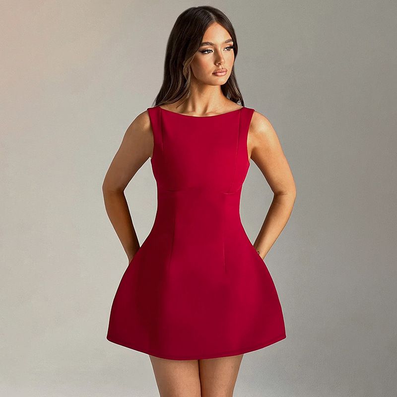 Elegant Sexy Slim Fit Short Dress Elegant Women Western Style Backless Sexy All-Match Dress Women's Dress