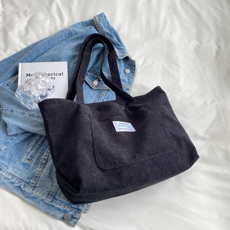 Большая вместительная вельветовая женская сумка через плечо, модная, свежая и простая полосатая бархатная сумка, сумка для студентов в стиле арт-досуг