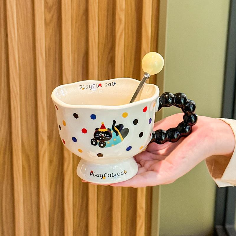 Подарок на день рождения высокой ценности, милая керамическая кружка с кошкой в горошек, практичный сувенирный подарочный набор для девочек и подруг