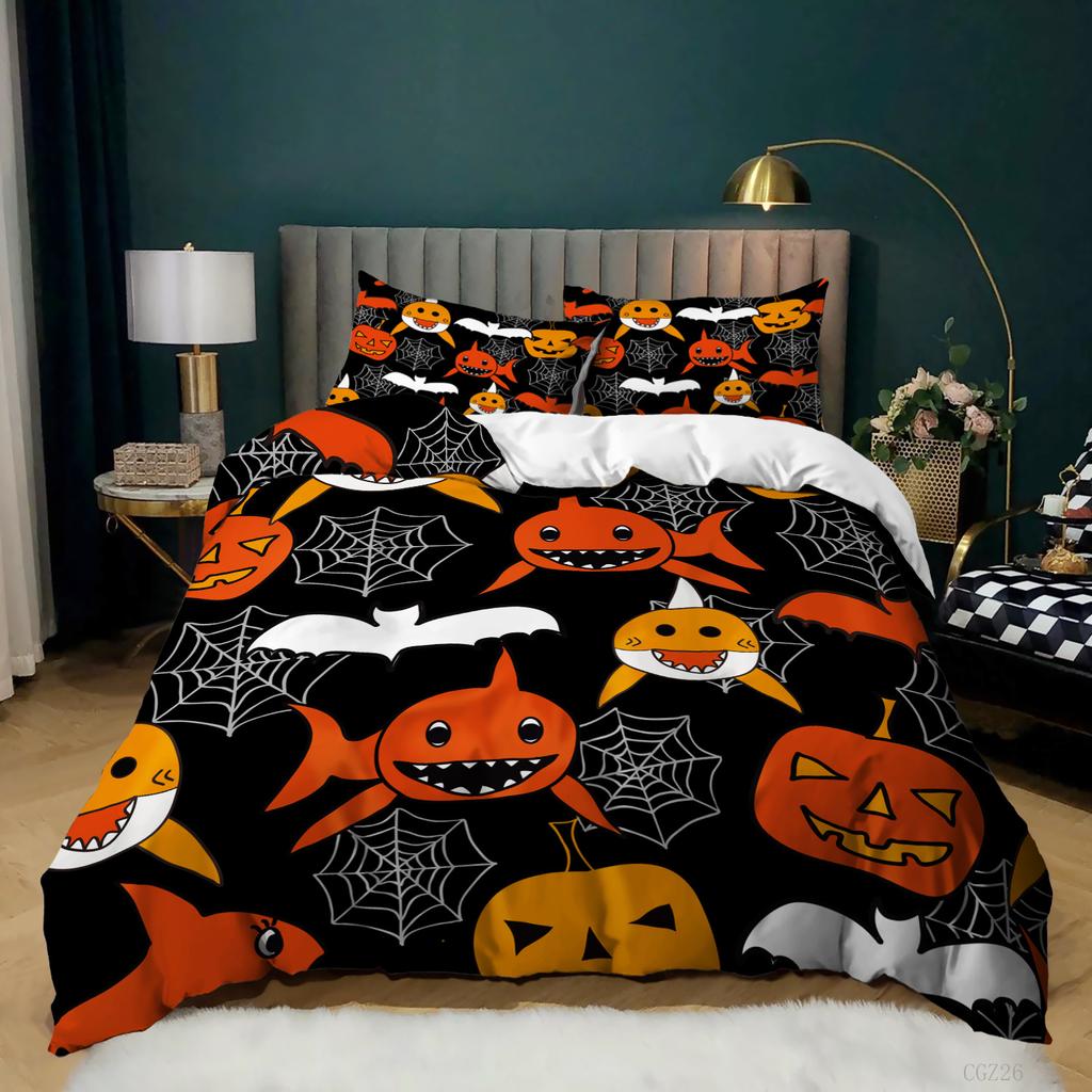 3D Halloween Bedding Set Pumpkin Ghost Quilt Cover Pillow Case 2 or 3 Pieces DE135 * 200 Halloween Atmosphere Decoration Soft Home Decoration