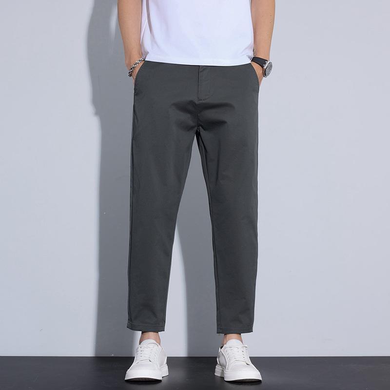 Men's Summer Nine-point Pants Slim-fitting Ice Silk Thin Pants Men's New Small Straight-leg Casual Pants