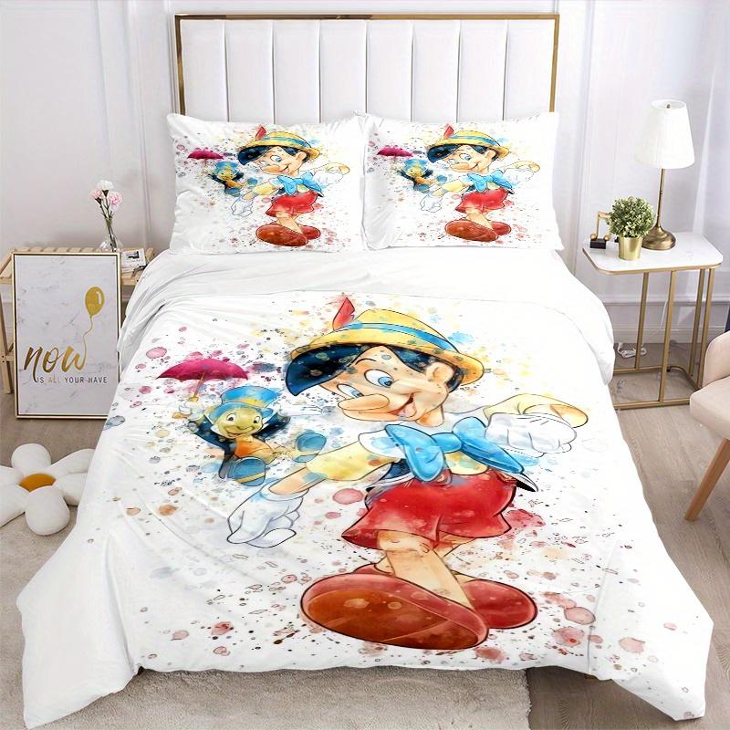 3pcs Pinocchio & Jiminy Cricket Watercolor Art Print Cover Set Ultra Soft, Breathable, and Comfortable Bedding with Stylish Design for Bedroom an