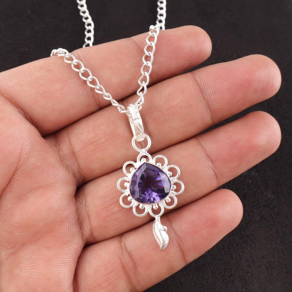 Iolite Gemstone Mother Gift Birthday Engagement Wedding Pendant Sterling Silver PP-4-9