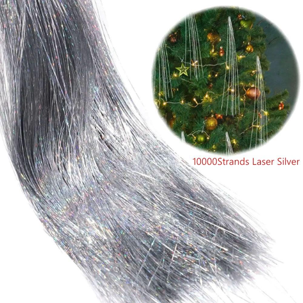 Silver Color Christmas Tree Metal Wire Tinsel Foil Fringe Christmas Decoration Supplies