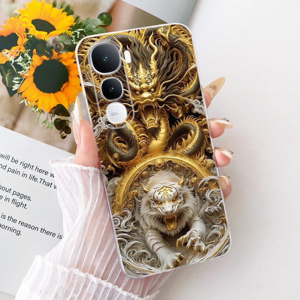 For Vivo Y400 4G 5G V2506 / Vivo Y400 Pro Phone Case Chinese Dragon Cute Cat Cartoon Pattern Casing Soft Clear Silicone Cover