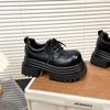 2025 New Muffin Platform Big Head JK Small Leather Shoes Women's Small Derby Shoes British Style Lace-up Loafers