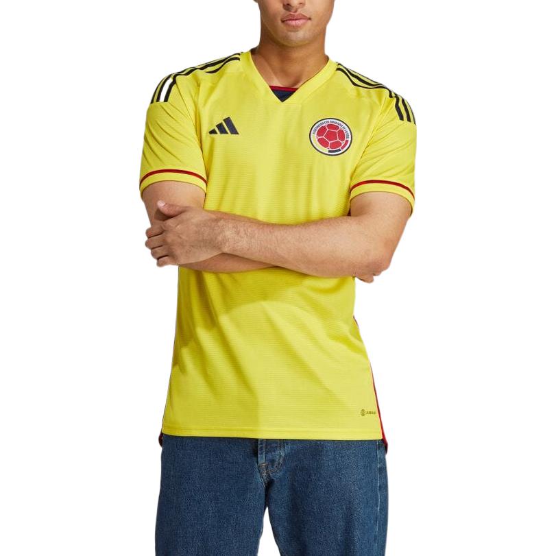 Adidas Logo Print Pullover Short Sleeve Soccer Jersey Colombia National Team Men Tops Yellow HB9170