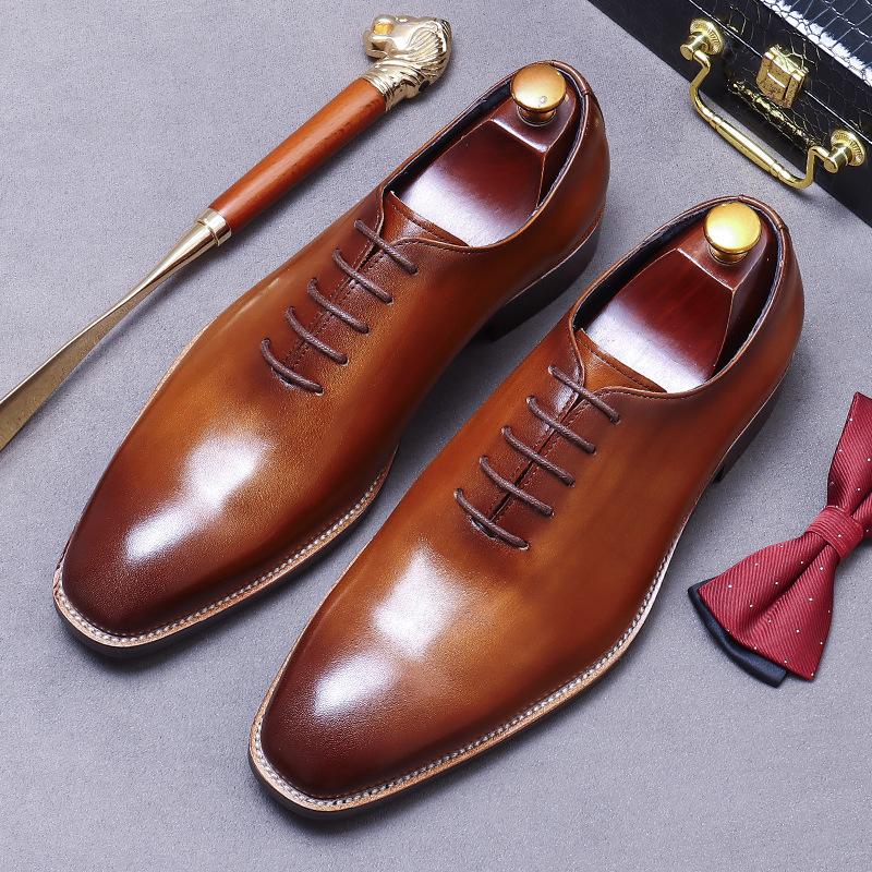 Мужские туфли из натуральной кожи, новые, деловые, кожаные, мужские, из коровьей кожи, простые, из цельной кожи