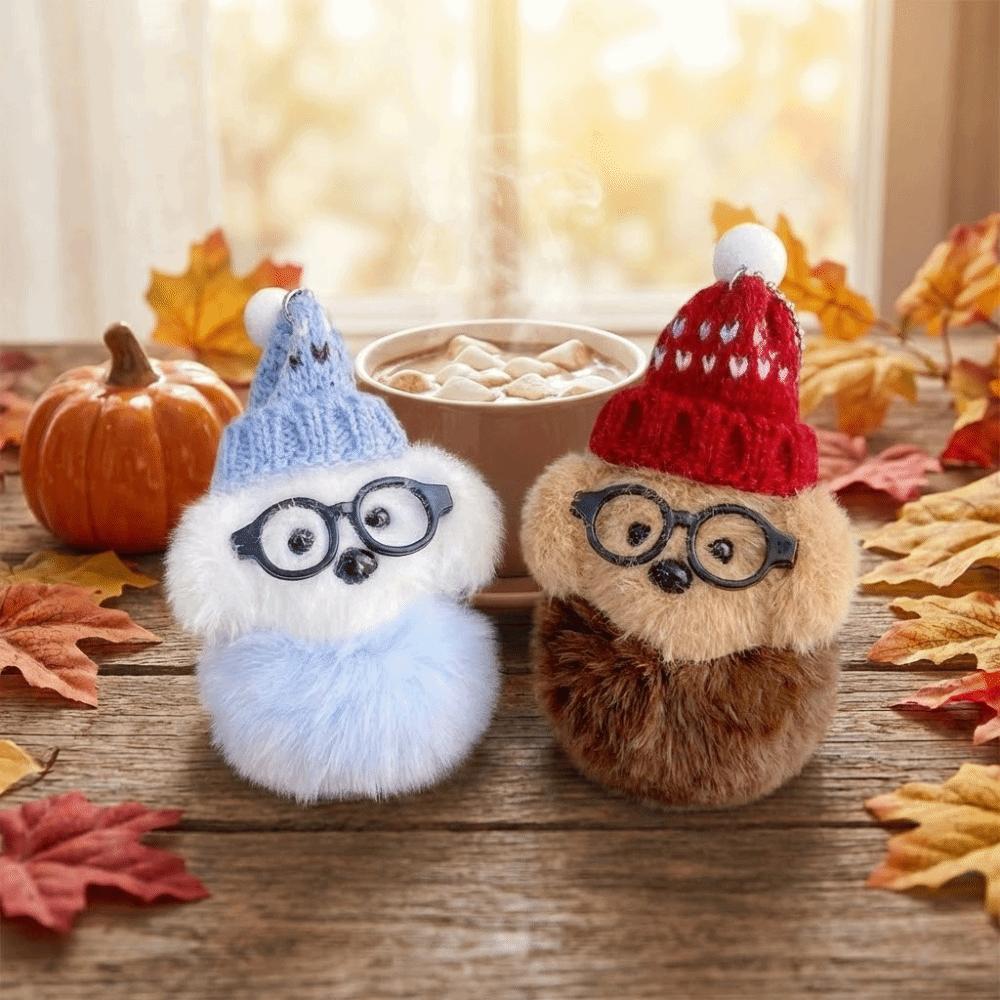 2pcs Cartoon Plush Doll Keychain Cute Magnetic Dog Keychain Kawaii Glasses Kitty Pendant Key Decor