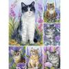55D DIY Алмазная картина Animlas Cat Цветы Набор для вышивки крестом Полный дрель Квадратная вышивка Мозаика Художественная картина Стразы Подарок
