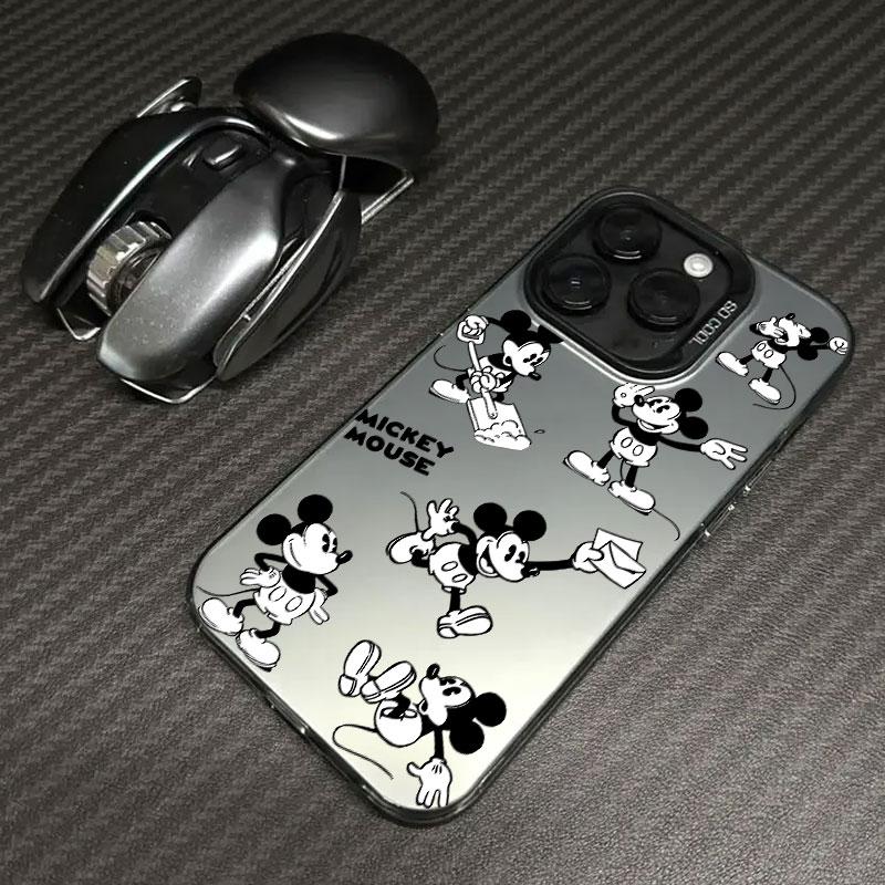 Черно-белый чехол для телефона с мультяшным Микки Маусом для iPhone 11 12 13 14 15 16 17 Pro Max 16e 17E 17 Air Plus 13 Mini Funda Задняя крышка