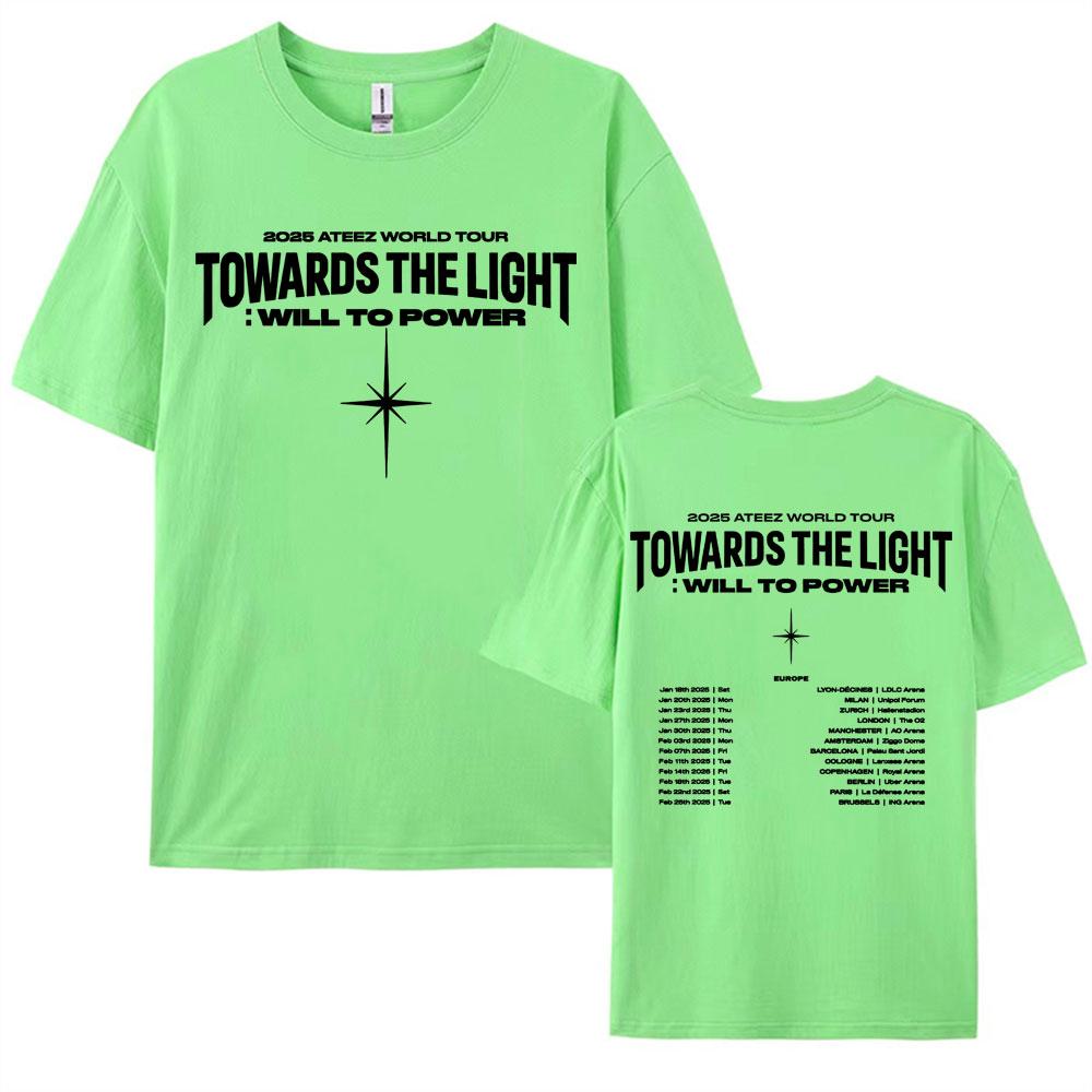 2025 Ateez World Tour Towards The Light Will To Power T Shirt Men Women Korean Fashion High Quality Casual 100 Cotton Tshirts
