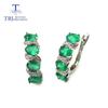 New 4ct Green Agate Gemstone Earring,Natural Agate Oval 4*6mm Twisted Design 925 Sterling Silver Fine Jewelry for Women