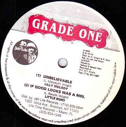12inch Record LILLY MELODY / LITTLE RORY - Unbelievable / If Good Looks Was A GO017 Grade One US Reggae, Ska & Dub Used