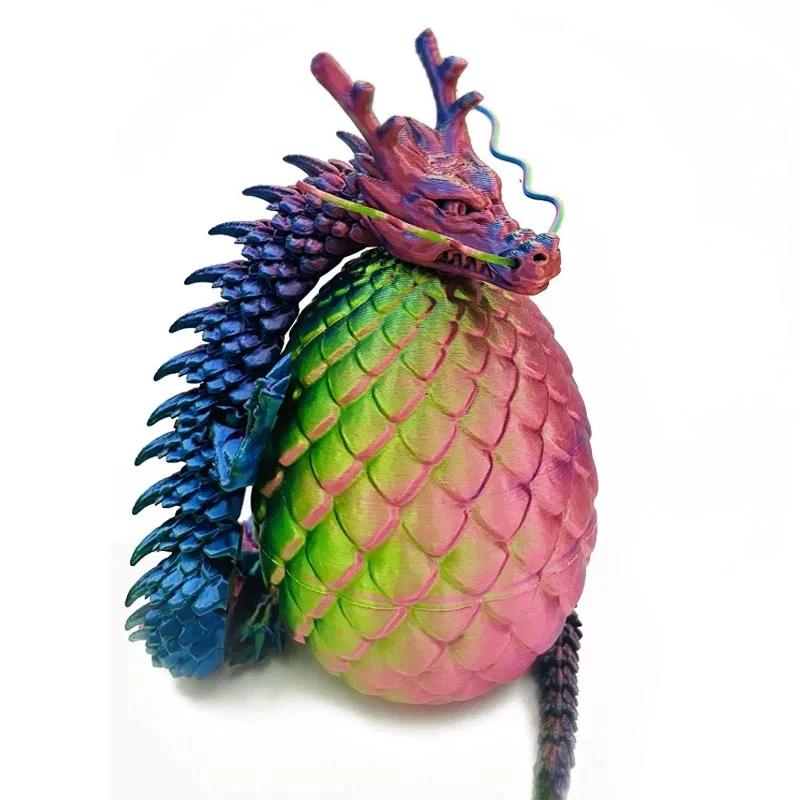 1/2Pcs 3D Printed Dragon With Egg Articulated Dragon Full Body Joints Can Move Rotatable Articulated Desktop Creative Kids Toys