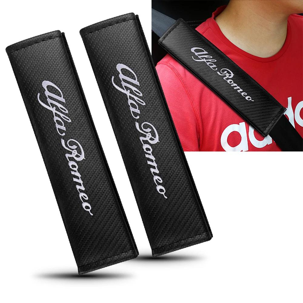 Car Stickers For Alfa Romeo 1/2PC Carbon Fiber Seat Belt Cover Safety Sleeve Padding Car Styling For Alfa Romeo 159 147 166 Stel