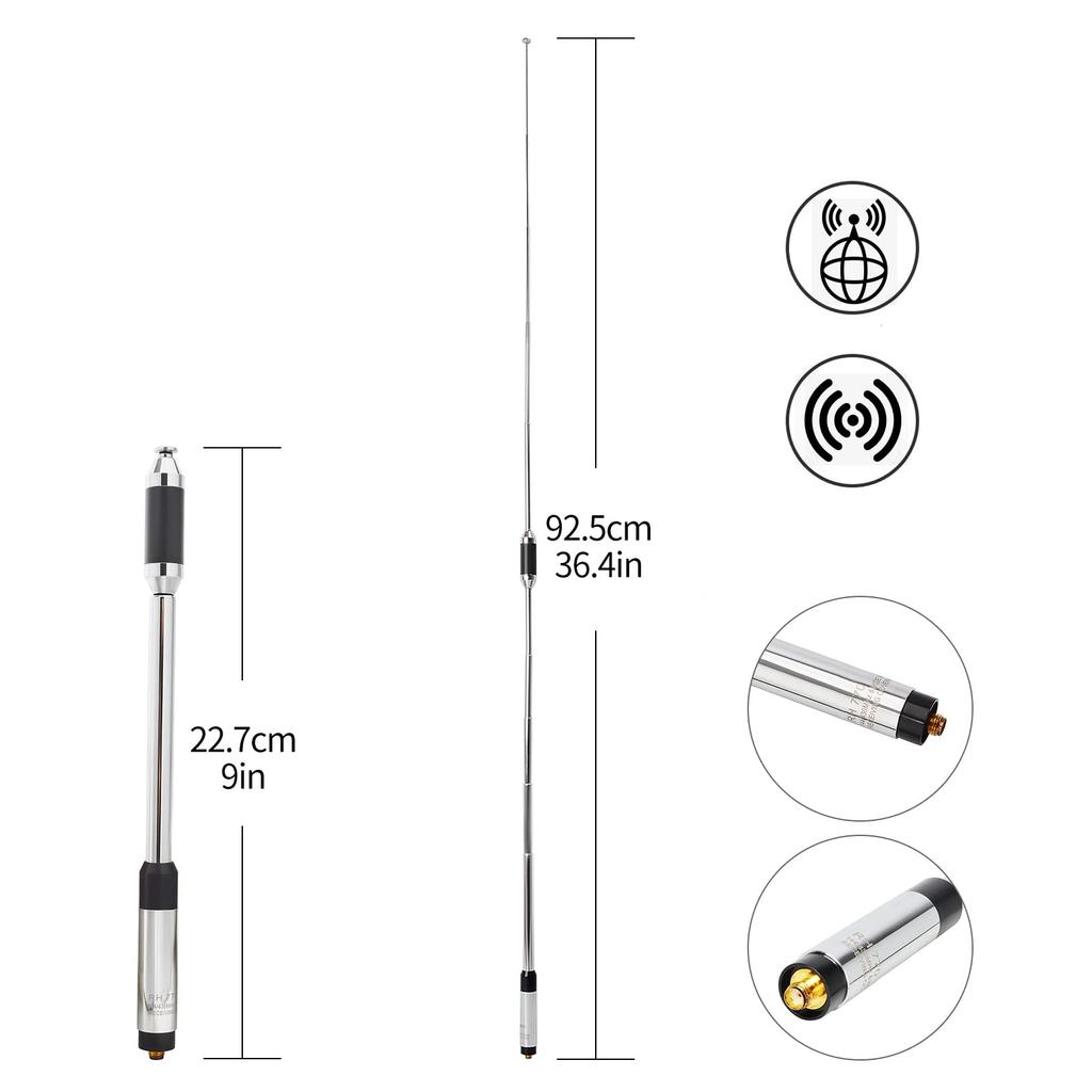 Band Compatible Handy Rod Antenna SMAJ Type 11 Stage Telescopic Wireless Antenna Compatible with for 144/430MHz VHF/UHF YAESU/KENWOOD/BAOFENG