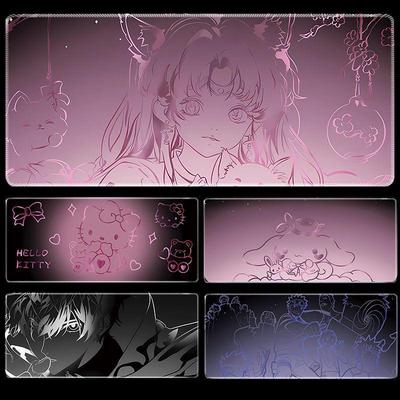 Высококлассный градиентный коврик для мыши экстра-большого размера Моранди в черном и розовом цвете - Минималистичный стиль для киберспорта и офиса