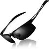 Polarized Sports Sunglasses UV400 Sunglasses Black Alloy Ultra Light Sunglasses for Men 8177 [DUCO] Men's AL-MG Driving/Biking/Fishing/Running/Golf