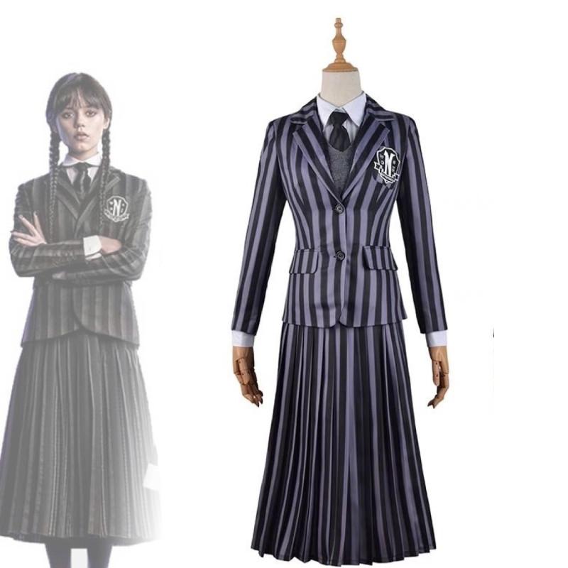 Wednesday Addams Role Playing Adult School Uniform Costume Set For Halloween Events And Cosplay