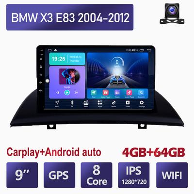 Автомобильная магнитола на базе Android, стерео для BMW X3 E83 2004-2012, 2 Din, мультимедийная система Carplay, навигация, авторадио, GPS, WIFI, головное устройство, 4 + 64 ГБ
