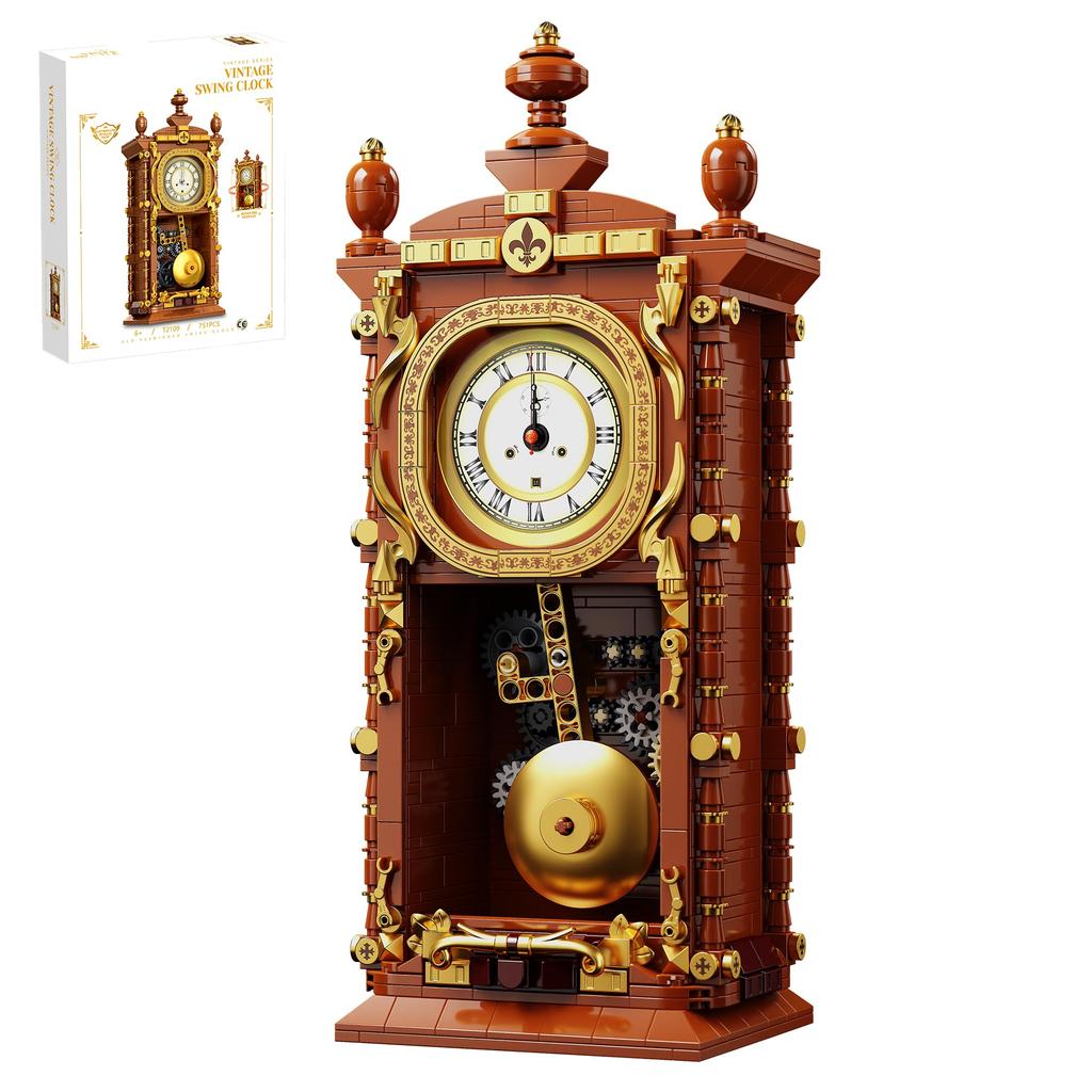 MIRAIMAX Vintage Clock Building Blocks 751 with Authentic Clockwork and Gear Mechanism Interlocking Mechanical Pendulum Unique Home Decor Collectible