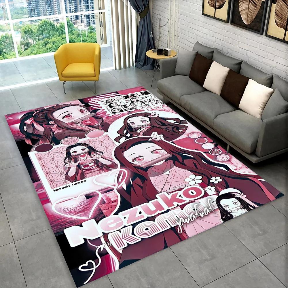 Anime Kamado Nezuko Demon Slayer Area Rug,Carpet Rug for Living Room Children Bedroom Sofa Doormat Decor,Kid Non-slip Floor Mat