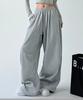 Женские серые широкие брюки, повседневные спортивные брюки с высокой талией, свободные длинные брюки, прямые брюки
