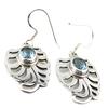 [P7107] - Silver 'Heaven' Silver Blue Topaz Artisanal Earrings - 30x18 Mm