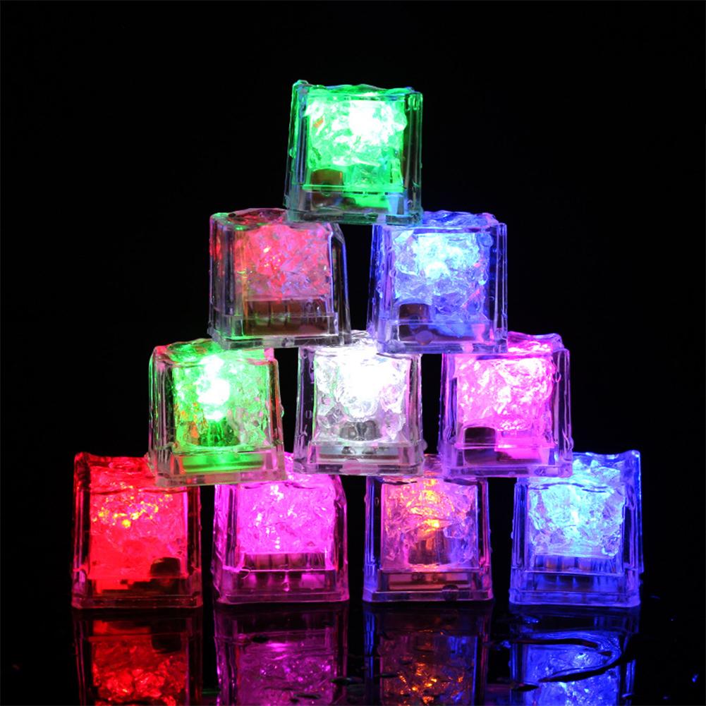 12pcs LED Light Up Ice Cubes, Waterproof Colorful Glowing Ice Cubes For Drinks, Flashing In The Dark Ice Cube For Club Bar Party Decoration