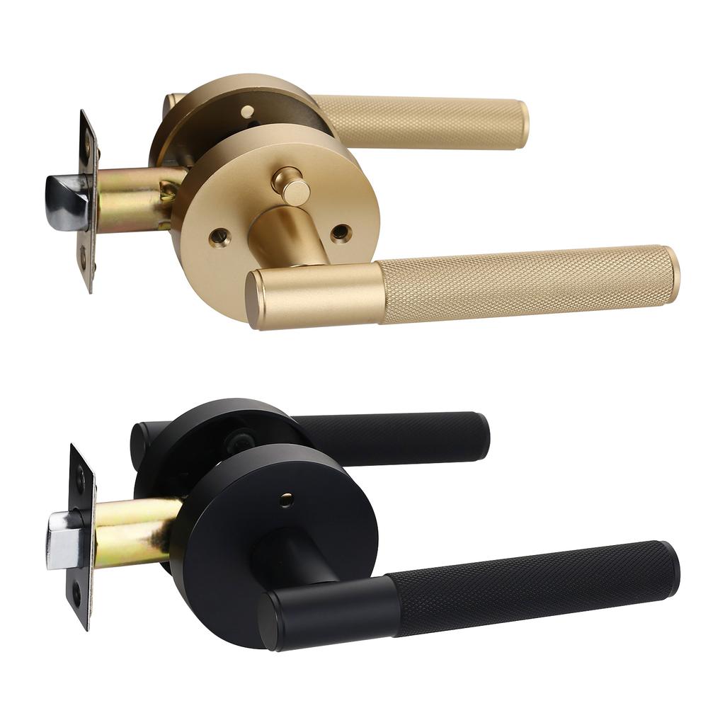 Viladepot Ручка-защелка для двери сPrivacy, рифленая ручка-рычаг, замок для двери спальни, ванной комнаты, проходной двери, реверсивный, без ключа