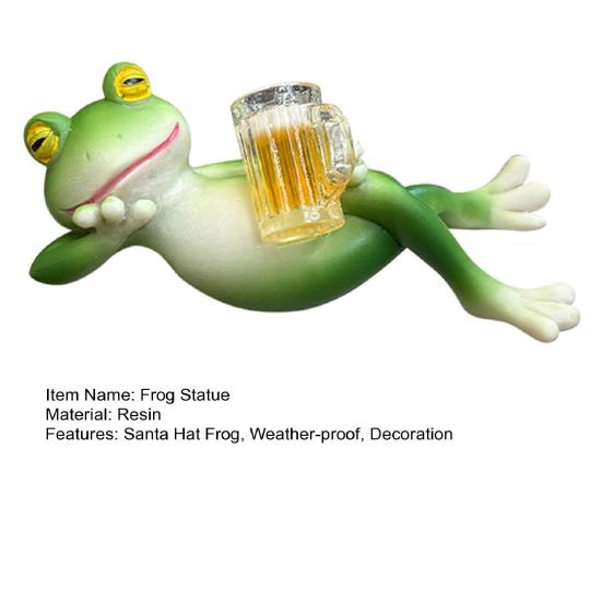 Рождественская шапка Санты Статуя лягушки Для дома Улицы Сада Лягушка Смола Фигурка Скульптура Кашпо Настольное украшение Орнамент
