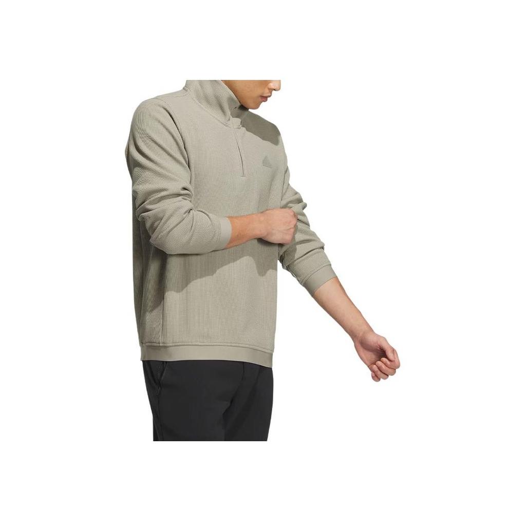 Adidas Толстовка с застежкой-молнией на половину длины и логотипом на воротнике, мужские топы, цвет галечно-серебристо-серый IZ1589