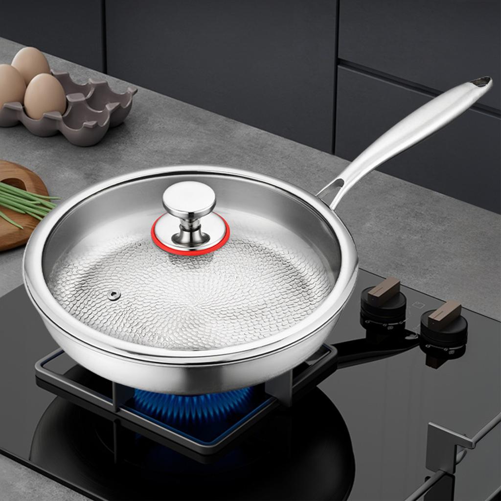 Titanium Steel Frying Pan Uncoated Non Stick Pan Fish Scale Hammer Pattern Household Steak Frying Pan Kitchen Cookware 26/28/30
