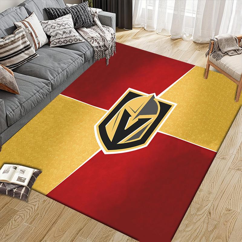 Vegas Golden Knights Flannel Pattern Square Carpet,Area Rug,Carpet Rug for Living Room Bedroom Sofa Playroom Decor,Non-slip Floor Mat