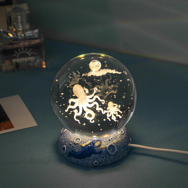 Starry Sea 3D Crystal Ball Night Light - Ocean Series Ornament & Birthday Gift