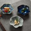 Lotus-shaped Ceramic Dipping Dish Retro Seasoning Plates Decorative Dessert Plate  Party