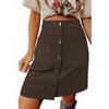 Women's Fashion Solid Color High Waist Corduroy Skirt Button Design Short Skirt