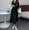 Korean Style Long Over-the-Knee Turn-Down Collar Cardigan Shirt for Women's Spring/Summer Sun Protection