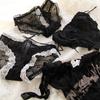 Black Lace Bow Mid-Waist Mesh Triangle Panty for Women